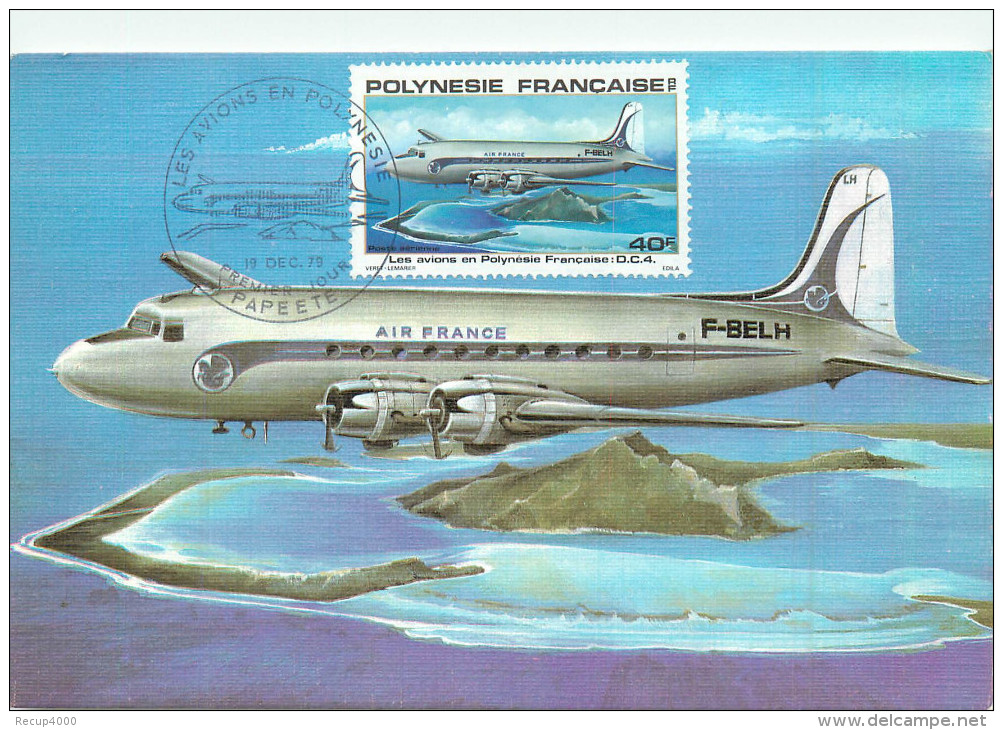 POLYNESIE FRANCAISE Papeete Avion Aviation Carte Maximum 19.12.1979  2 Scans - Polynésie Française