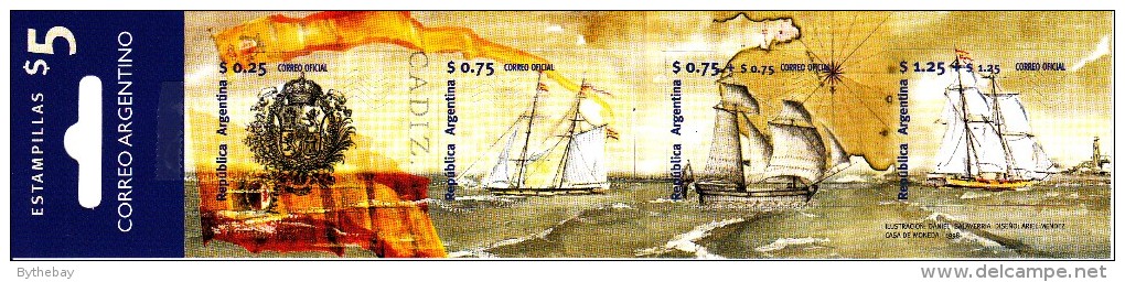 Argentina Booklet Scott #2030a Pane Of 4 Espamer ´98: Spanish Flag, Arms, Schooner, Brigatines - Carnets