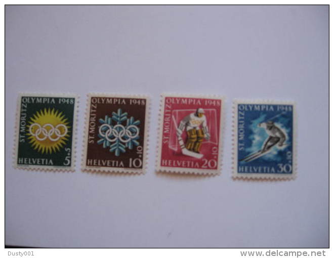 JO121   Olympiques St-Moritz Olympic Games  Suisse   MNH   Mi 492-495 - Winter 1948: St. Moritz