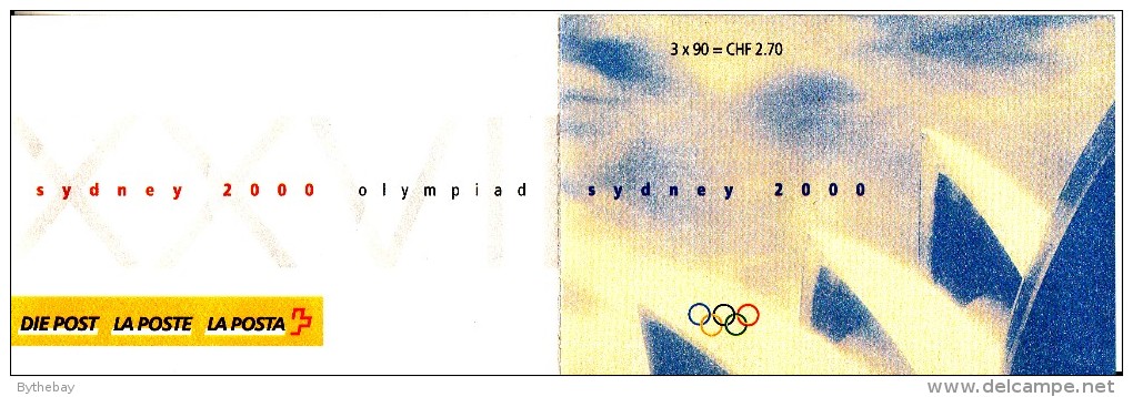 Switzerland Booklet Scott #1086a Pane Of 3 Swimming, Cycling, Running - 2000 Summer Olympics Sydney - Booklets