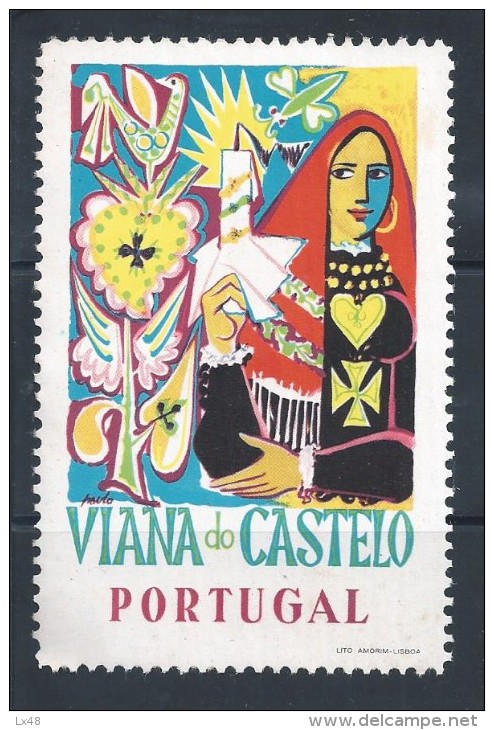 Viana Do Castelo Sticker. Pilgrimage Of Our Lady Of Agony. Tourism. Embroidery. Filigrees. Portugal. - Local Post Stamps