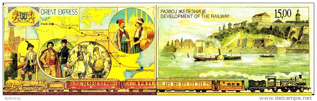 Yugoslavia Booklet Scott #2420 Block Of 6 Development Of The Railway Showing Different Trains From1847 To 1990 - Libretti