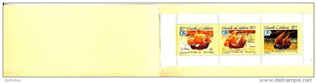 New Caledonia Booklet Scott #C233b World Columbian Stamp Expo: Pane Of 3 80fr Nina, Pinta, Santa Maria - Booklets