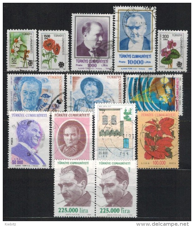 TÜRKEI 1990-1999 - Lot 14 Verschiedene  Used - Gebraucht