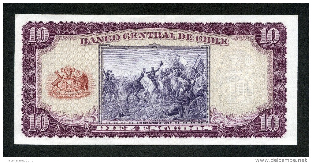 CHILE BILLETES; 10 ESCUDOS DEL PERIODO 1972 - 19758 (J. MANUEL BALMACEDA) - Chile