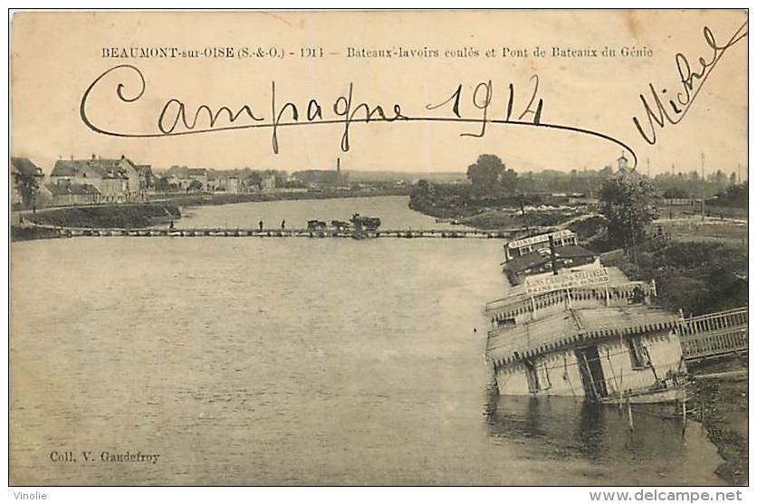 B-16-1044 : BEAUMONT SUR OISE  BATEAUX LAVOIRS DETRUITS EN 1914 - Beaumont Sur Oise