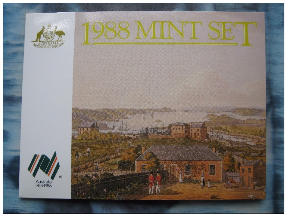 Australia 1988 8 Coin UNC Set By Royal Australian Mint Sealed In Folder 1 Cent - 2 Dollars - Mint Sets & Proof Sets