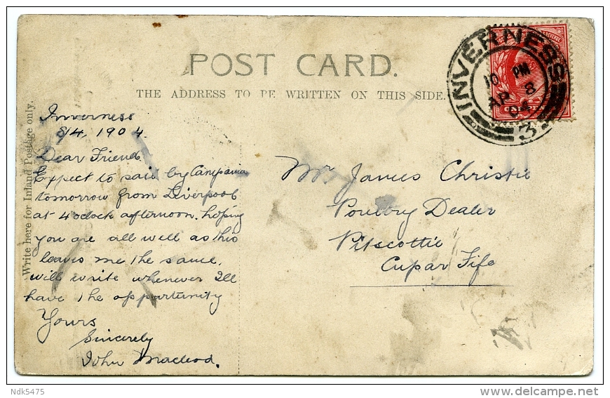 HIGHLAND DANCING (GHILLIE CALLUM ) / PITSCOTTIE, POULTRY DEALER / POSTMARK - INVERNESS / CUNARD LINER - CAMPANIA - Fife