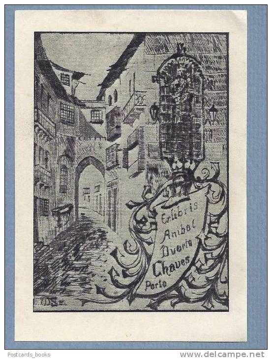 Vintage EX LIBRIS  /  BOOKPLATE Portugal ANIBAL DUARTE CHAVES Porto - Exlibris