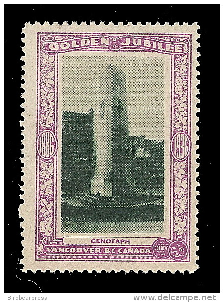 B04-36 CANADA Vancouver Golden Jubilee 1936 MNH 13 Cenotaph - Vignette Locali E Private