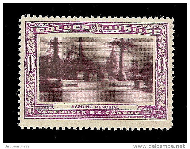 B04-43 CANADA Vancouver Golden Jubilee 1936 MNH 24 Harding Memorial - Vignette Locali E Private