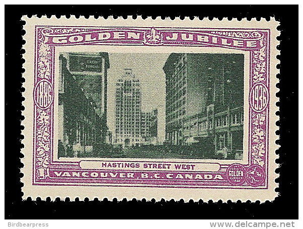 B04-44 CANADA Vancouver Golden Jubilee 1936 MNH 25 Hastings Street West - Vignette Locali E Private