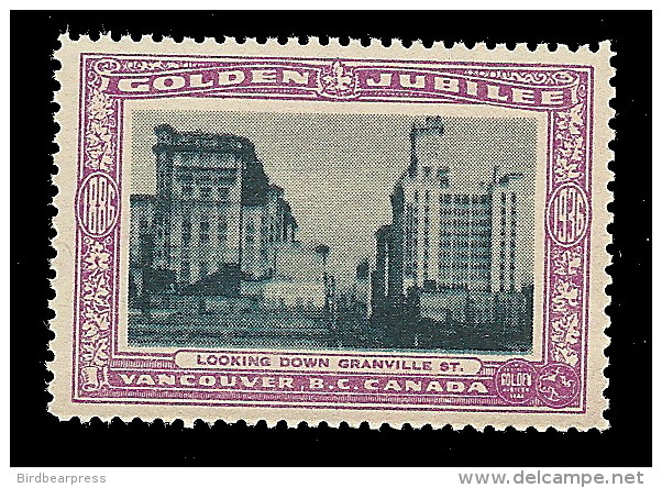 B04-49 CANADA Vancouver Golden Jubilee 1936 MNH 34 Looking Down Granville St - Local, Strike, Seals & Cinderellas