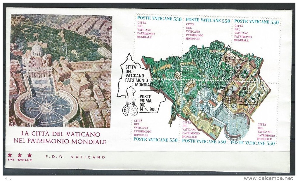 Vatican. Scott # 773a-f, FDC. S/sheet Of 6. Unesco World Heritage. 1986 - FDC