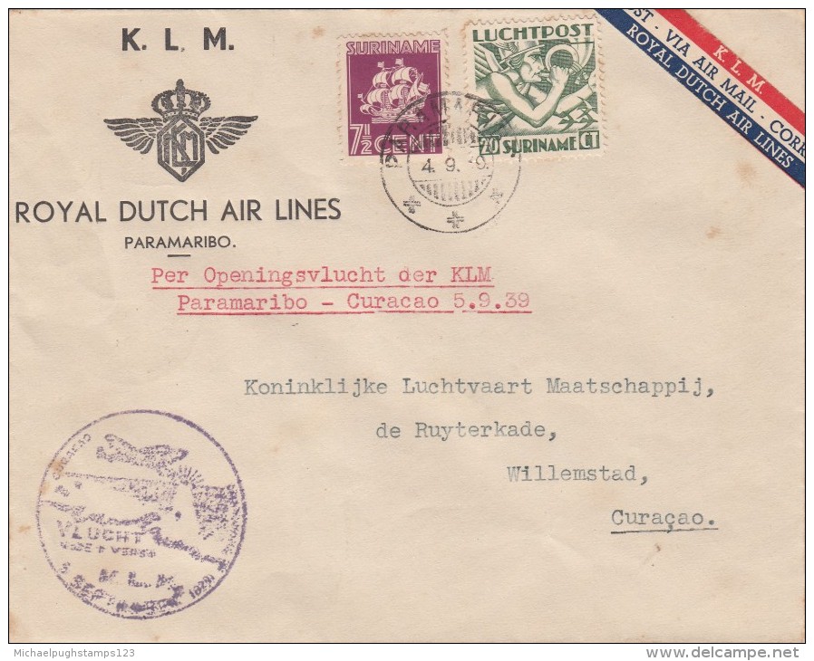 Surinam / Airmail / Curacao / K.L.M. - Surinam ... - 1975