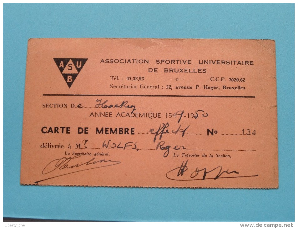 A.S.U. 2 Photo + Carte De Membre - Lidkaart  WOLFS Bruxelles 1949-50 N° 134( Zie Foto Voor Détails ) ! - Andere & Zonder Classificatie