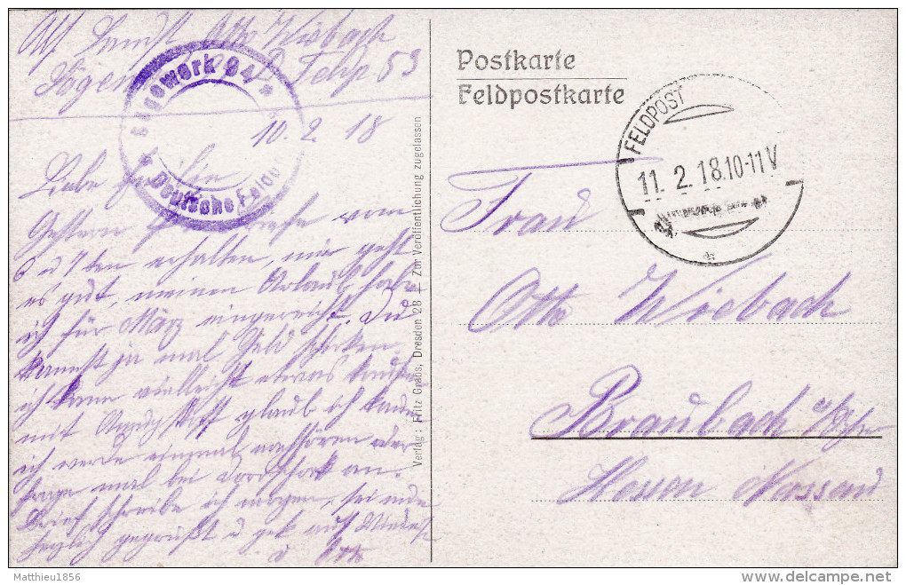 CPA Février 1918 LE CHESNE - Une Vue, Dessin Allemand Hansel (A136, Ww1, Wk 1) - Le Chesne