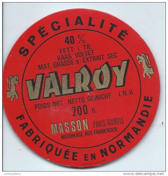 Etiquette De Fromage / Camembert/ Normandie/Valroy/ Paris-Rungis/Années 1960-70    FROM14 - Collections