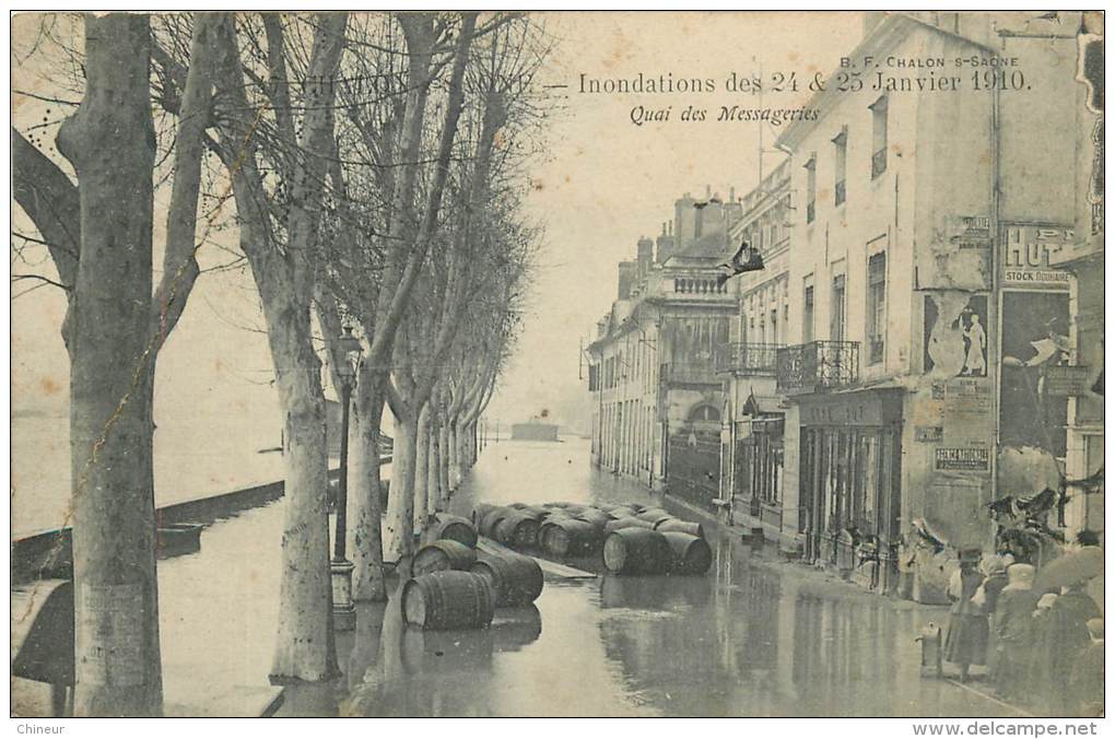 CHALONS SUR SAONE  INONDATIONS DES 24 ET 25 JANVIER 1910 QUAI DES MESSAGERIES - Chalon Sur Saone