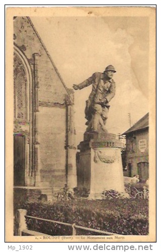 CPA ROUTOT. EURE. LE MONUMENT AUX MORTS. POSTES TELEGRAPHES TELEPHONES. - Routot