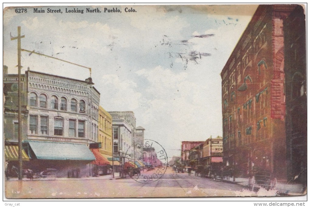 Main Street, Looking North, Pueblo, Colorado, 1910 Used Postcard [16863] - Pueblo