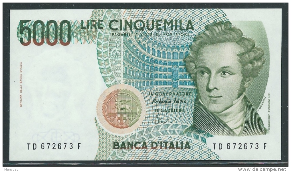 LIRE 5.000 TIPO BELLINI - DECRETO D 1996 - FDS - 5000 Lire