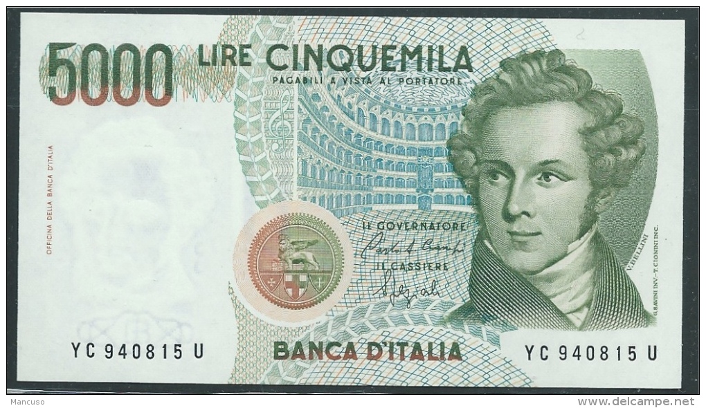 LIRE 5.000 TIPO BELLINI - DECRETO C 1992 - FDS - 5000 Lire
