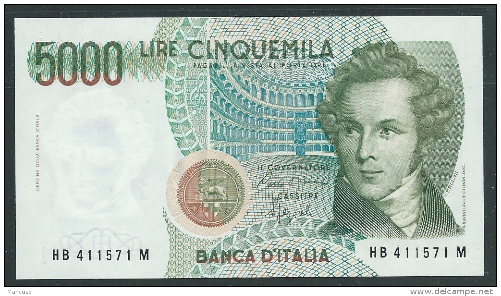 LIRE 5.000 TIPO BELLINI - DECRETO B 1988 - FDS - 5000 Lire