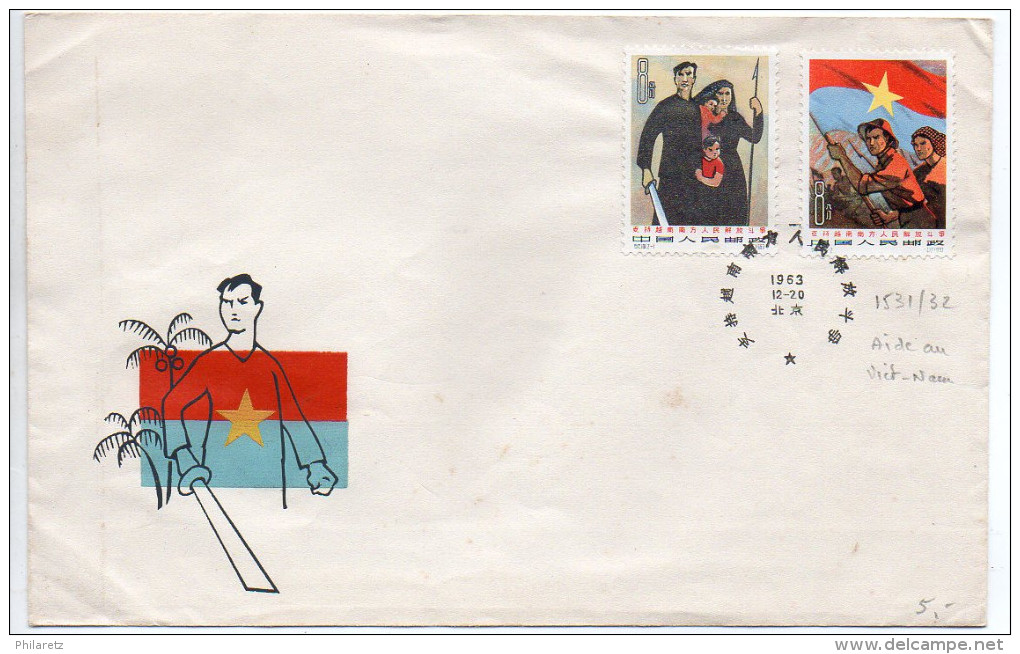 Chine N° 1531/32 (aide Au Vietnam) Sur Enveloppe FdC Du 20.12.1963 - Légères Froissures - Storia Postale