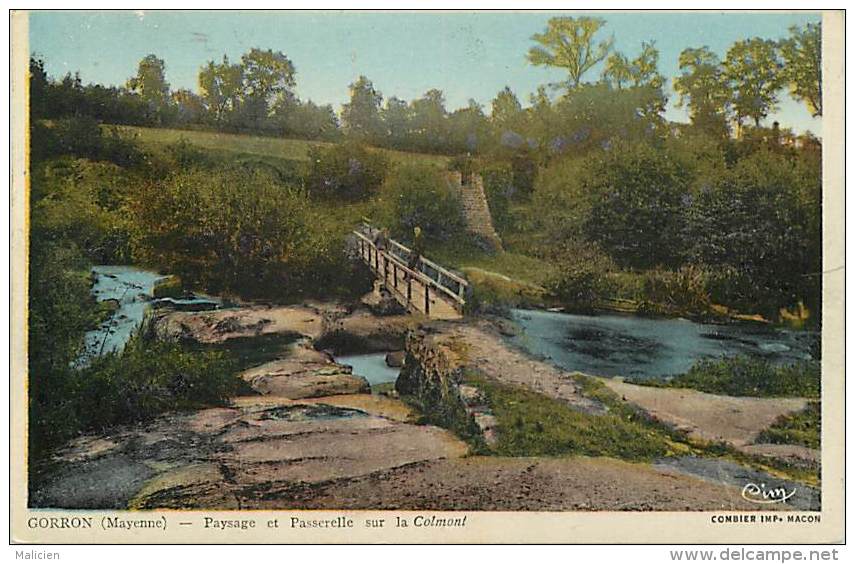 - Mayenne -ref- 409 - Gorron -  Paysage Et Passerelle Sue La Colmont - Carte Colorisee - - Gorron