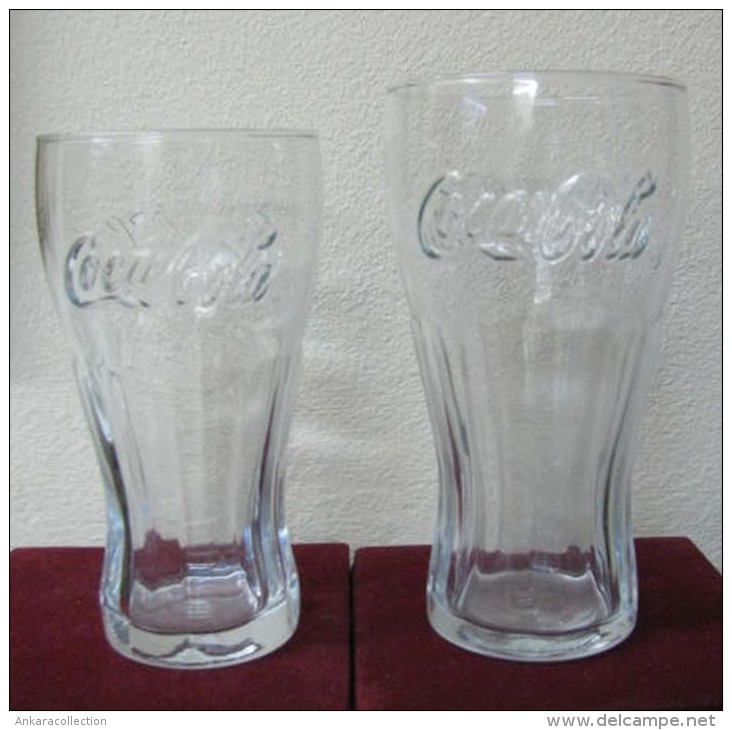 AC - COCA COLA TUMBLER CLEAR GLASSES TWO DIFFERENT SIZES PAIR FROM TURKEY - Mugs & Glasses