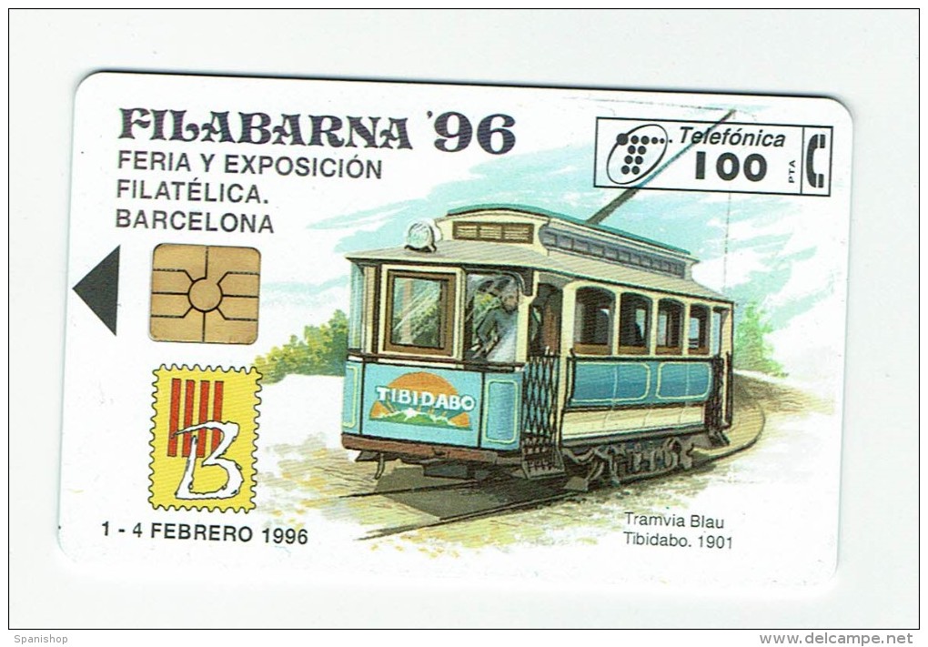 Spain Phonecard  P- 173 Filabarna 96 ( Tranvia - Train- Railway - Stamps In Reverse) - Private Issues