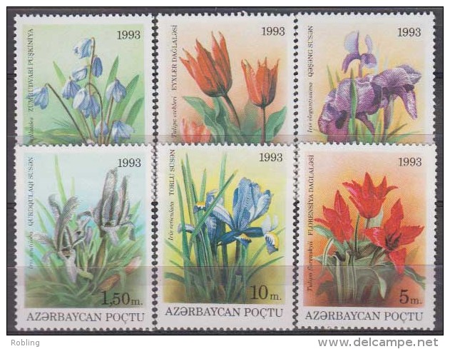 Azerbaijan 1993. Flowers.Michel.91-96. MNH.22518 - Autres & Non Classés