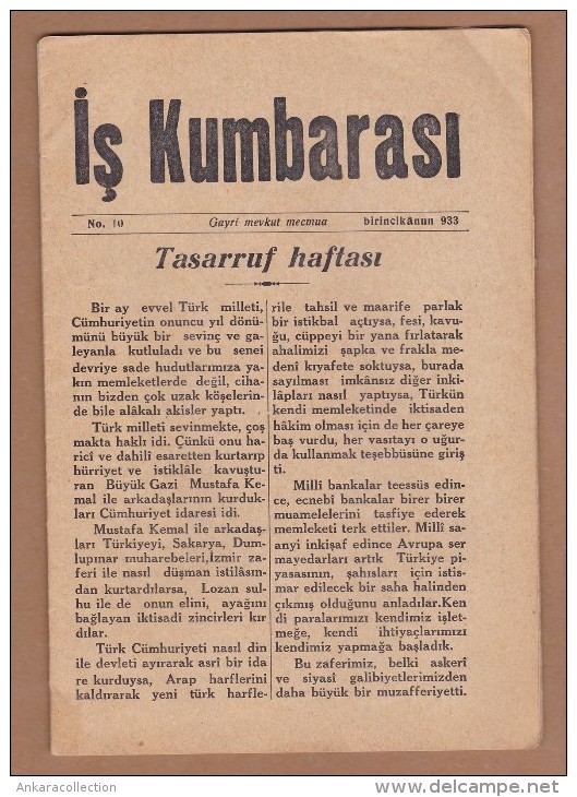 AC - TURKEY - PIGGY BANK MAGAZINE IS BANKASI 1933 NO 33 IVAN KREUGER MATCH KING - Magazines