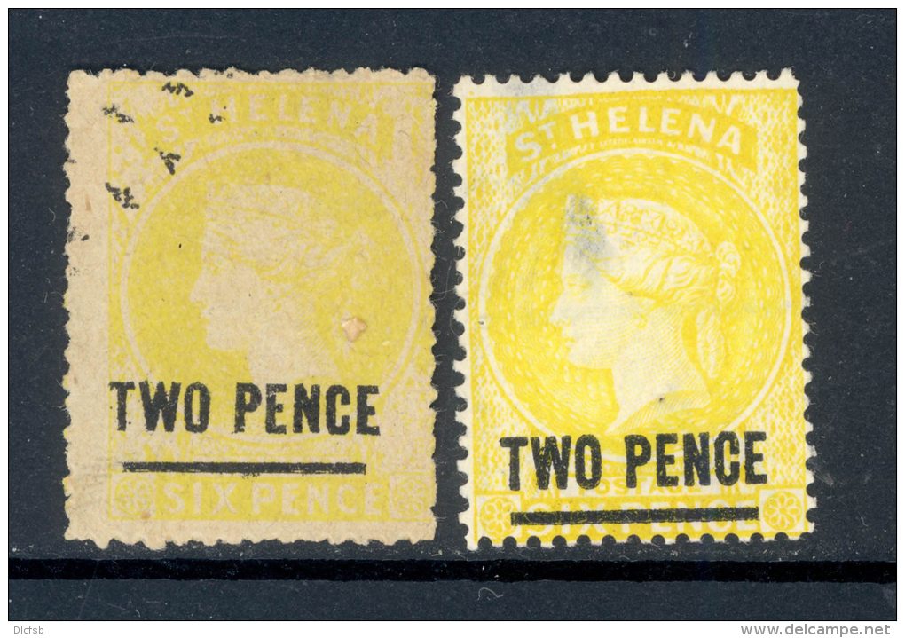 ST HELENA, 1884 2d Forgery (left Stamp) Also A Genuine Stamp (thin) - Saint Helena Island
