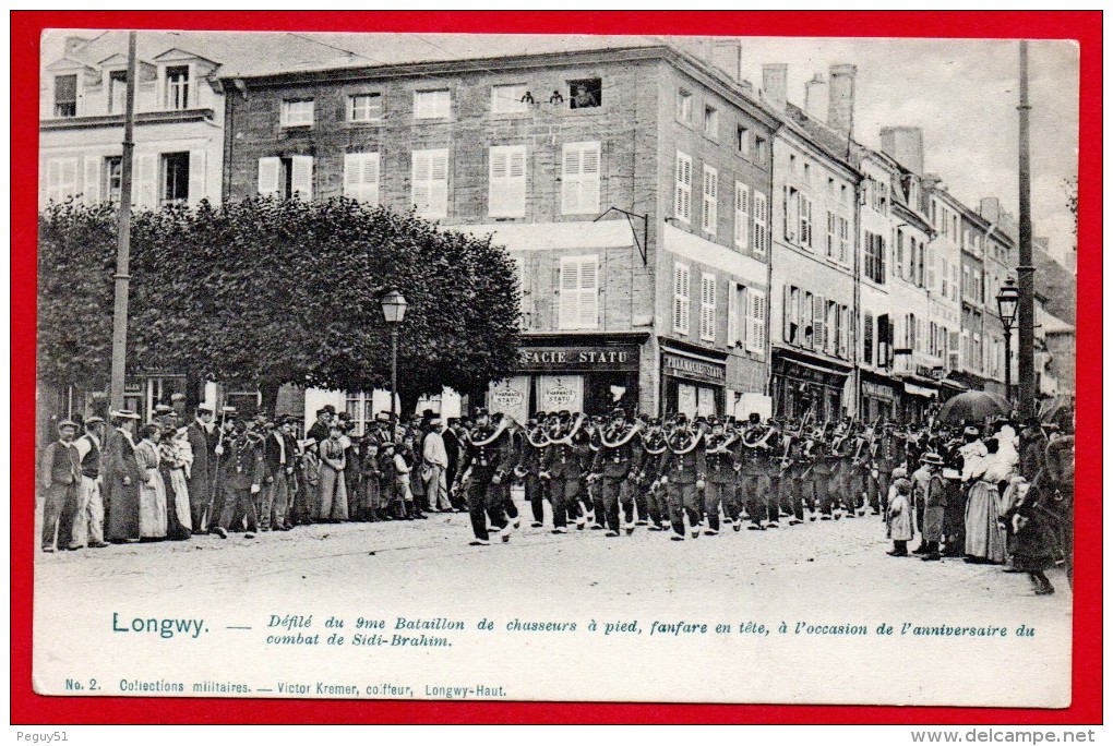 54. Longwy-Haut. Défilé Du 9è Bataillon De Chasseurs Pour L'anniversaire Du Combat De Sidi-Brahim. Sept.1845 - Longwy