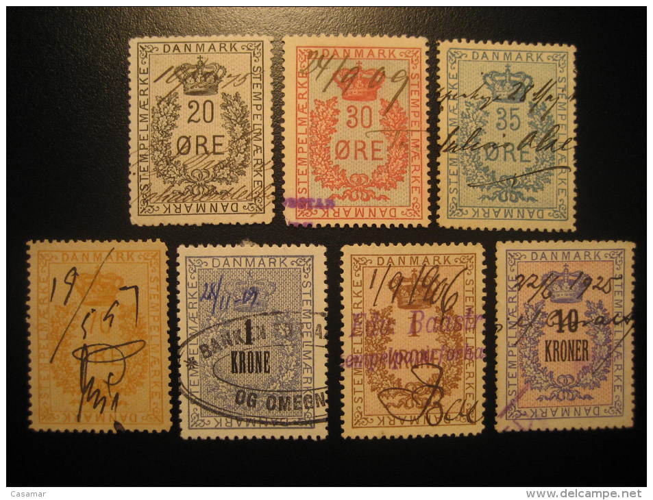 Lot 7 STEMPEL MARKE 20 Ore To 10 Kr All Diff. Revenue Fiscal Tax Postage Due Official Denmark - Fiscali