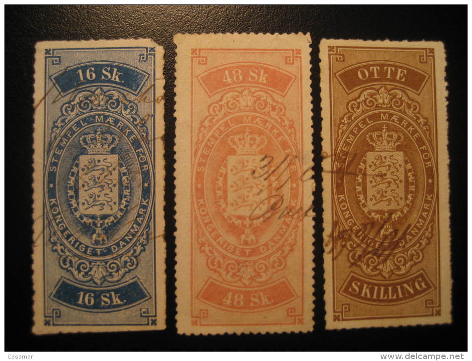 Lot 3 STEMPEL MARKE For Kongeriget All Diff. Revenue Fiscal Tax Postage Due Official Denmark - Fiscali