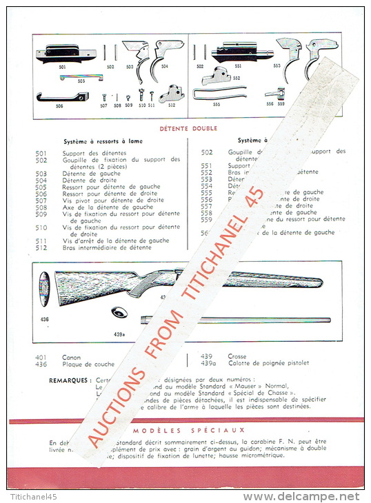 Dépliant publicitaire FABRIQUE NATIONALE HERSTAL - LA CARABINE DE CHASSE A REPETITION F.N. système MAUSER