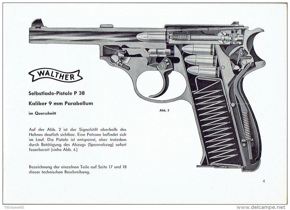 Original Et Ancien Catalogue Broché SELBSTLADE-PISTOLE WALTHER P 38 Cal. 9 Mm Parabellum - CARL WALTHER Waffenfabrik - Armes Neutralisées