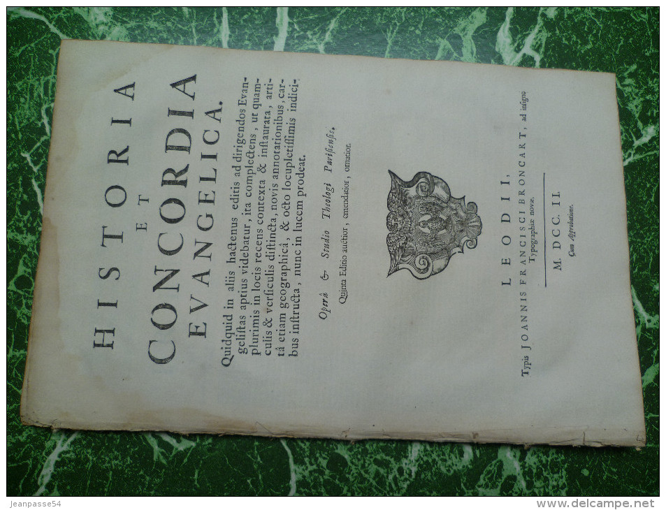 Histoire Et Concorde. Grand Volume Publié à Liège En 1702. - 1701-1800