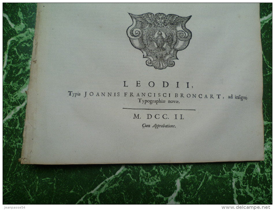 Histoire et concorde. Grand volume publié à Liège en 1702.