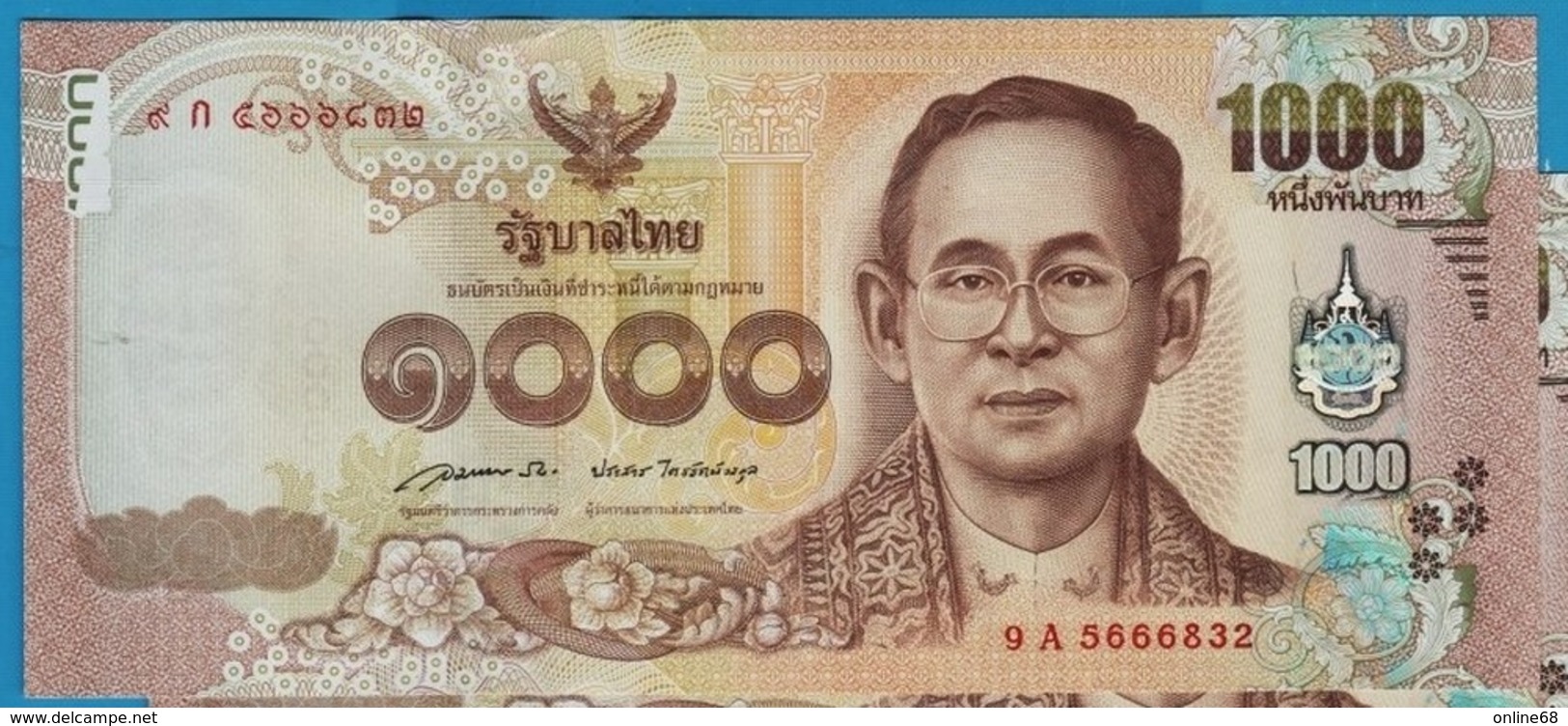 THAILAND 1000 BAHT BE 2558 (2015)  SERIAL 9A   King Rama IX    P# NEW - Thailand