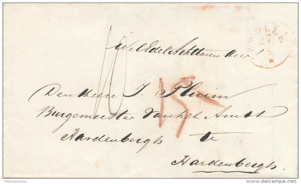 658/23 - NETHERLANDS 3 X Prephilatelic Cover ZWOLLE 1831 /1843 To HARDENBERGH - One Linear Gouverneur Van Overyssel - ...-1852 Vorläufer