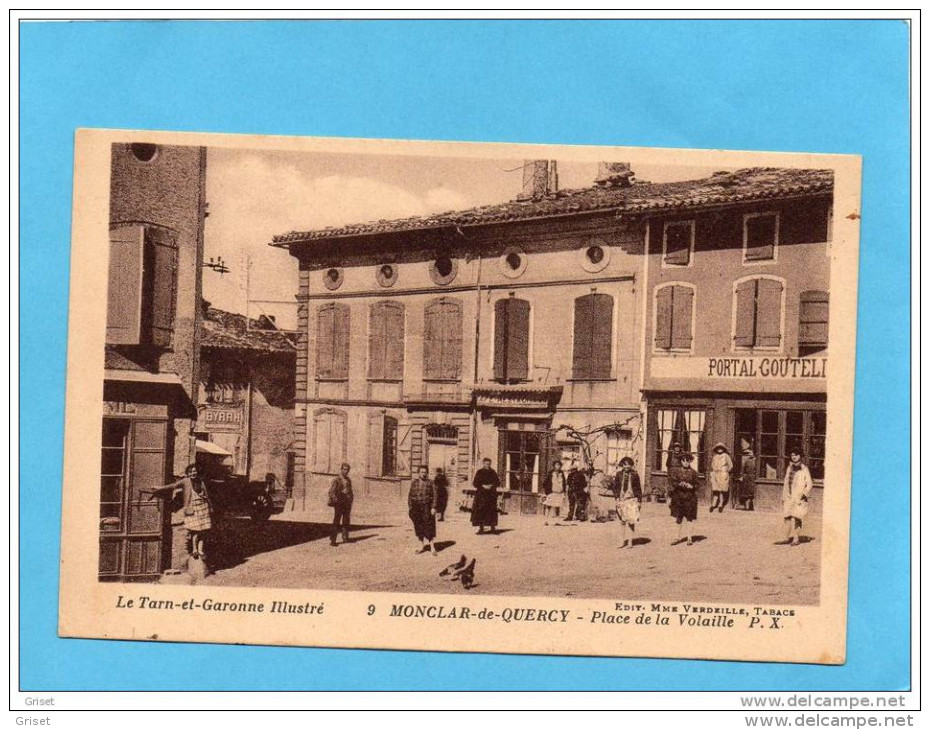 Montclar De Quercy-place De La Volaille-animée Commerces -coutellerie Portal,café édition  Verdeille-a Voyagé   En 1945 - Montclar De Quercy