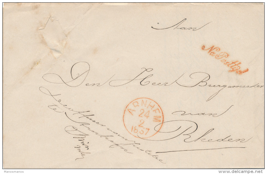 659/23 - NETHERLANDS 5 X Unfranked Cover ARNHEM 1857 /1861 , Wv 4 X Franchise Officier Van Justitie - Autres & Non Classés