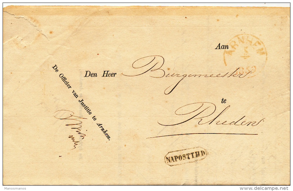 659/23 - NETHERLANDS 5 X Unfranked Cover ARNHEM 1857 /1861 , Wv 4 X Franchise Officier Van Justitie - Other & Unclassified