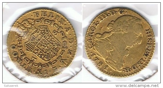 ESPAÑA CARLOS III ESCUDO MADRID 1781 ORO GOLD A 73 - Colecciones