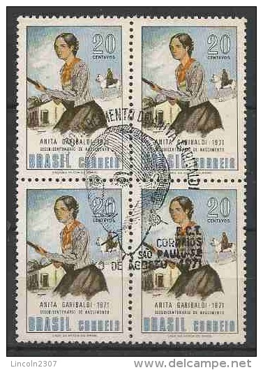 BRAZIL Quadra Anita Garibaldi Stamp Commemorative 1971 - USED - Usati