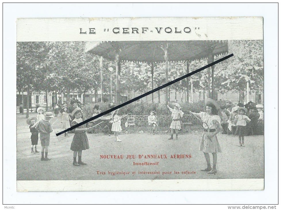 Carte Double Face  Abîmée - Le Cerf VOLO - Nouveau Jeu D´anneaux Aériens - Match De Cerf Volo - Bosland Et Leynaud - - Other & Unclassified